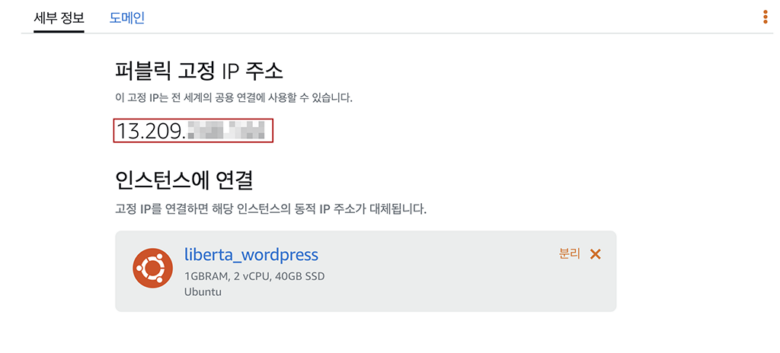 고정 IP 생성 확인